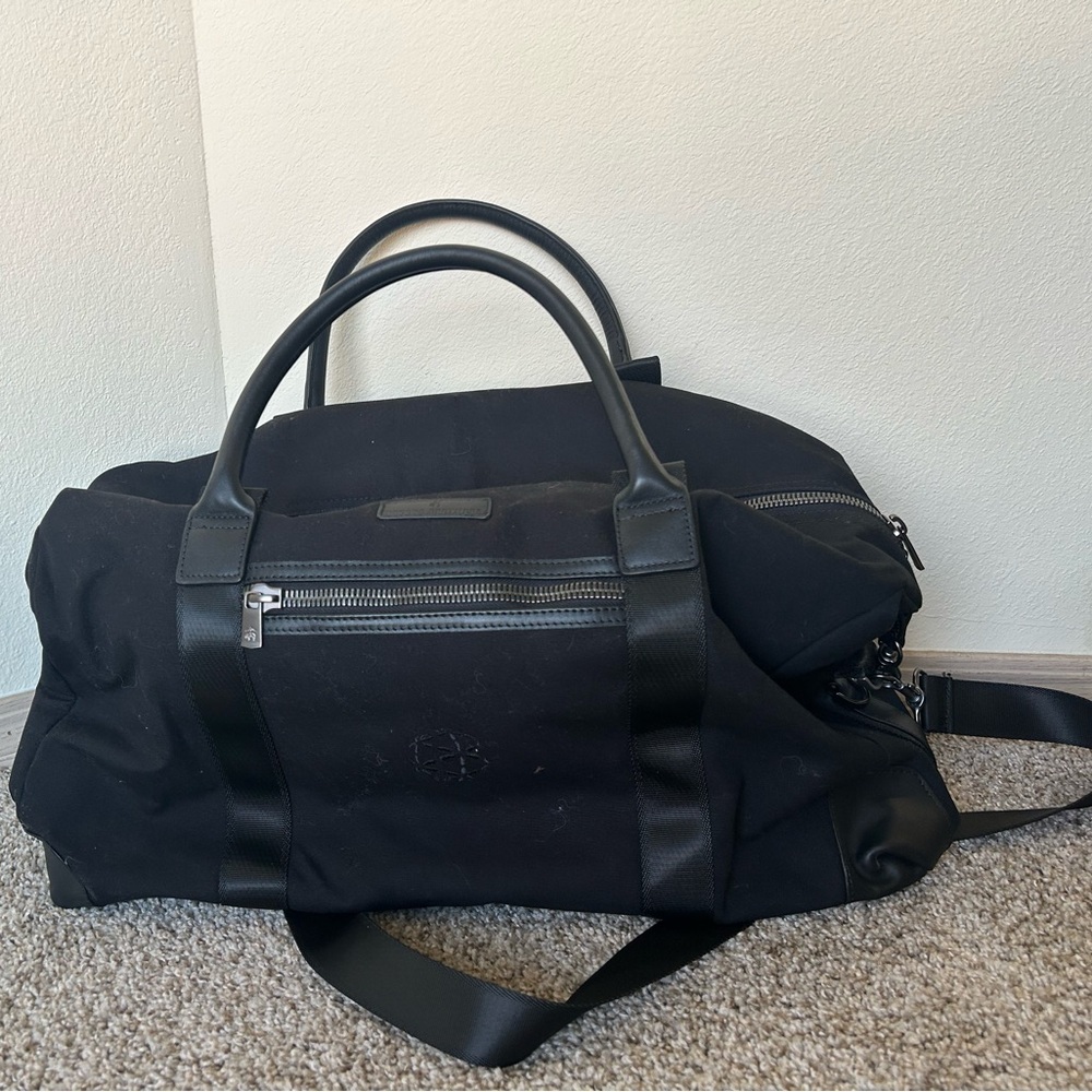 Brooks Brothers Wells Duffel Black Plaid Lined Travel Business Logo Cotton Bag